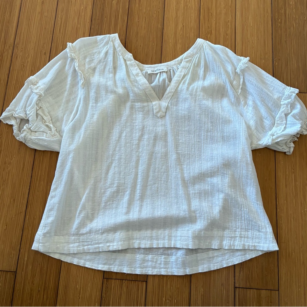 Neuflora White Lace Cotton Top Small